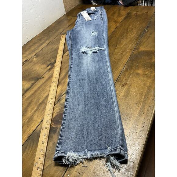 Judy Blue Jeans Womens 9/29 Distressed Straight Fit Mid Rise Raw Hem NWT - Picture 10 of 10